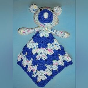 Handmade Blue Crochet Bear Lovey